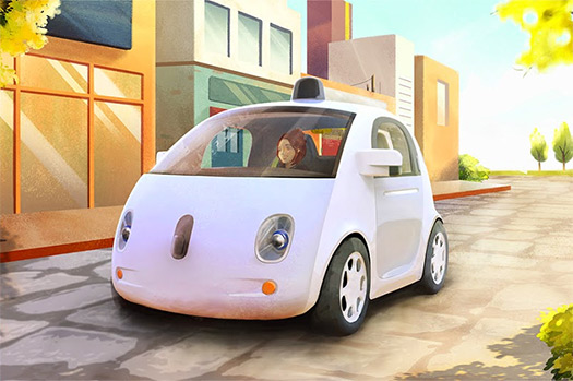 Google self-driving dibujo auto prototipo autónomo sin pedales