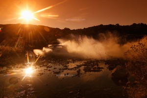 Volkswagen Polo R WRC gana en el Rally de Italia frente ruta atardecer