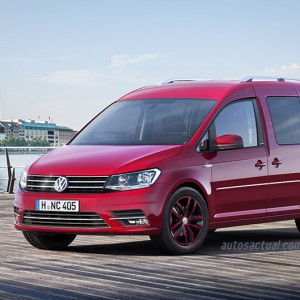 Volkswagen Nuevo Caddy 2016 color rojo de perfil