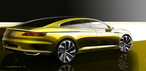 Volkswagen CC 2016, bocetos prototipo previo Ginebra 2015, vista-trasera