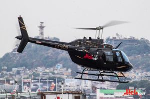 CabiFLY Shuttle helicóptero en servicio en la CDMX de perfil