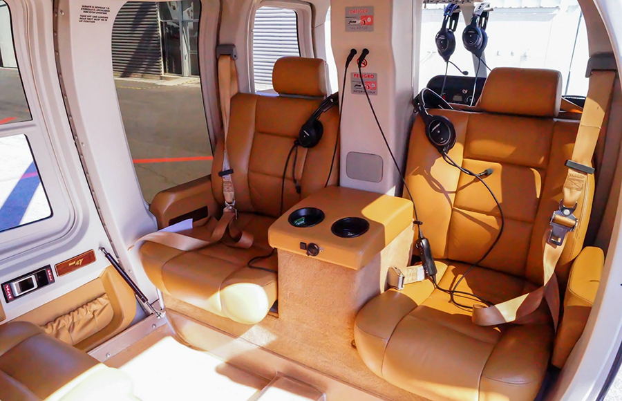 CabiFLY Shuttle helicóptero y su interior cómodo