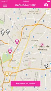 App Bache 24 CDMX pantalla ubicación mapa