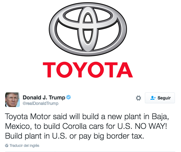 Toyota Donald Trump twitter