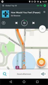 Waze con Spotify desde la misma app adelantar y regresar canción