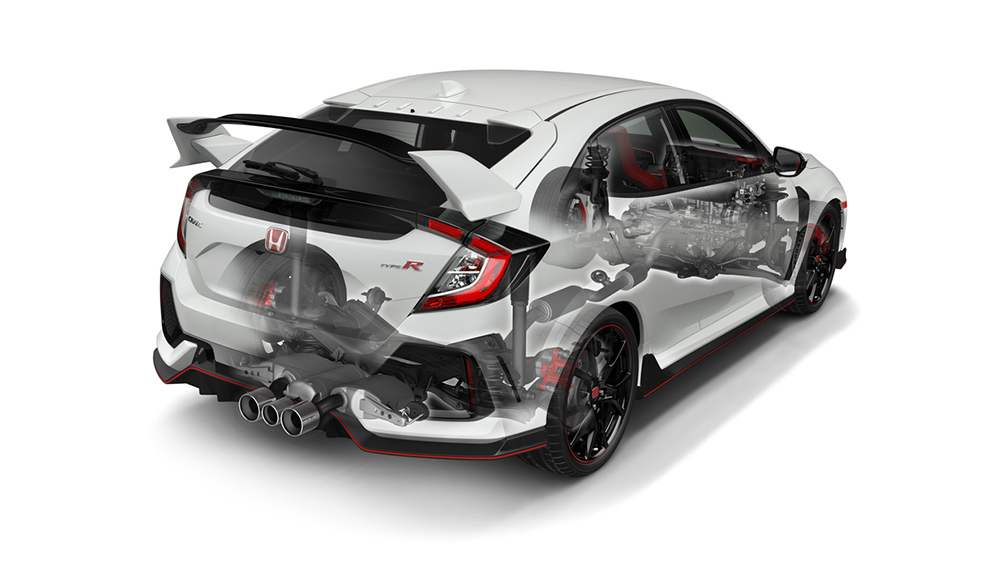 El Honda Civic Type R 2017 tecnología interna parte posterior