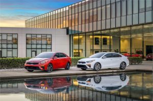 Kia Forte 2019 rojo y blanco