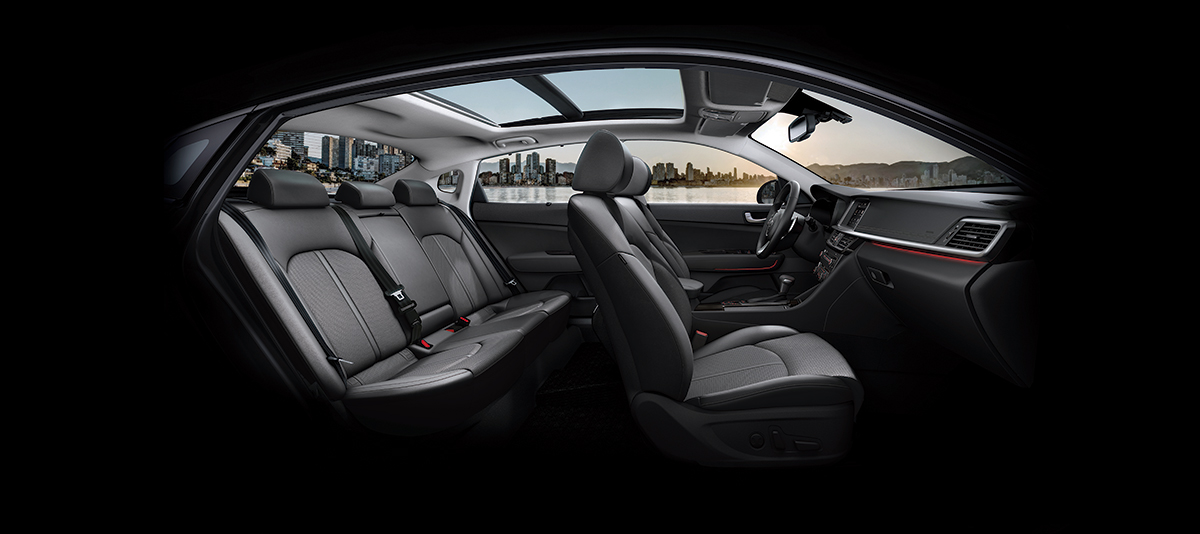 Kia Optima 2019 nuevos cambios en interiores - consola y asientos delanteros