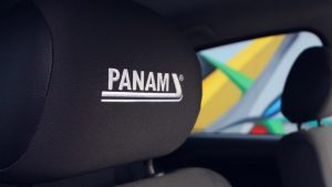 Volkswagen Gol PANAM interiores asientos con el logo de la marca