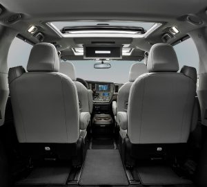 Toyota Sienna 2020 interior con asientos y techo con quemacocos panorámico