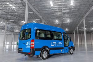 Link Electric Vehicles en Puebla México microbús eléctrico estacionado parte posterior