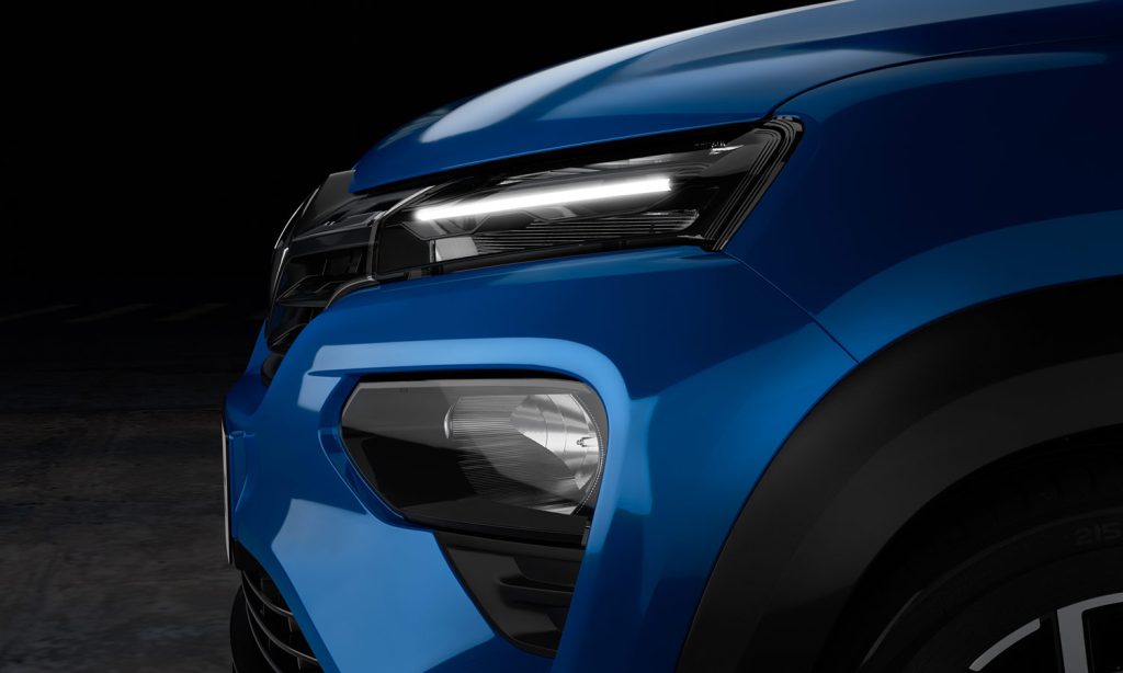 Renault Kwid 2023 color azul faros LED frontales
