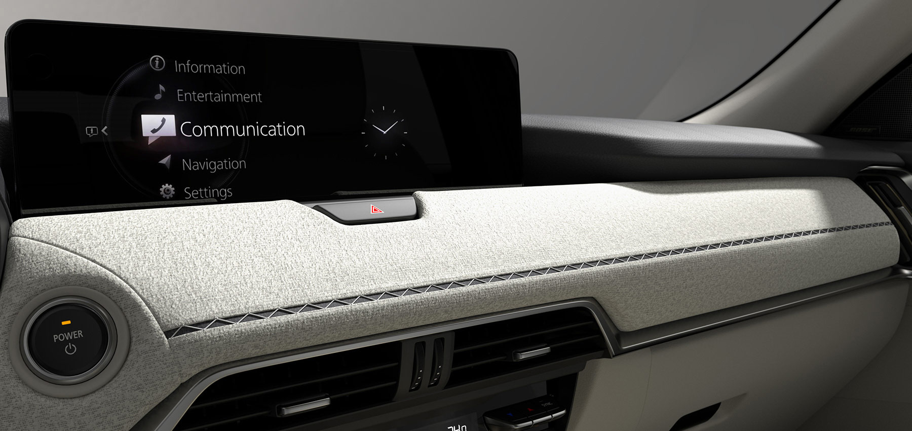 Nuevo Mazda CX-60 2023 interior pantalla touch horizontal y acabados premium
