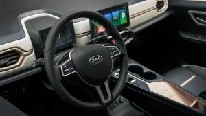 JAC E 10X Cargo 2022 en México - interior con pantalla amplia y cluster de información HD - Volante multifunciones en piel