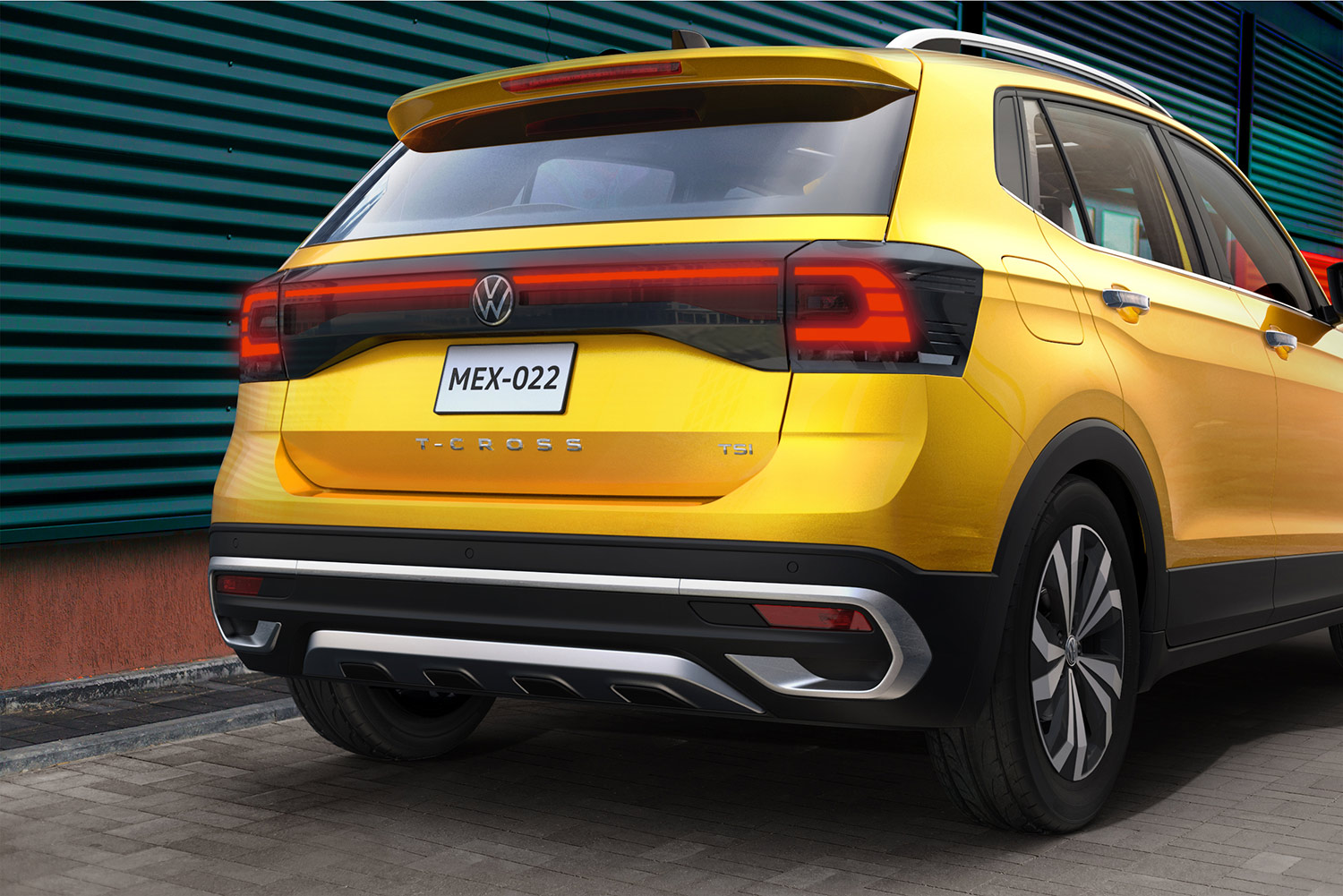 Volkswagen Nuevo T-Cross 2022 en México color amarillo nuevo diseño posterior