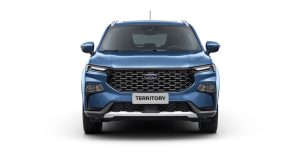 Ford Territory 2023 en México color azul diseño frontal con faros LED