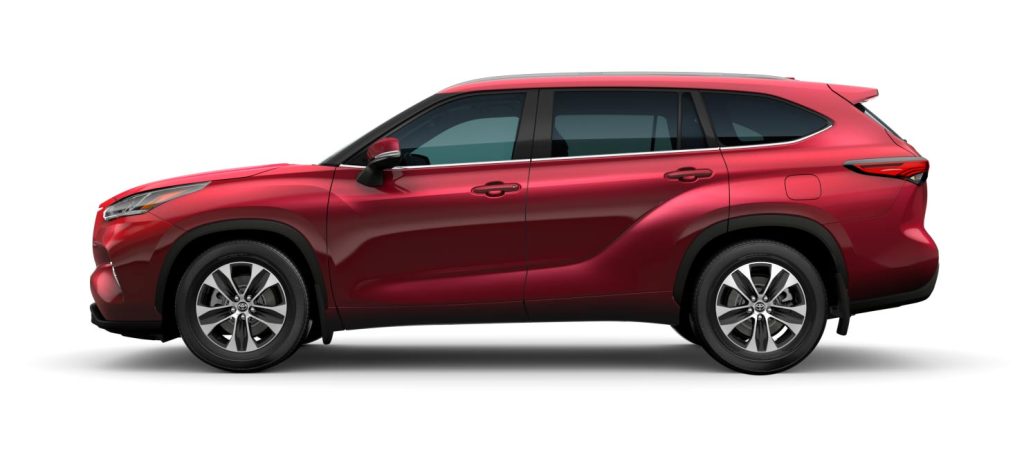 Toyota Highlander HEV 2023 híbrido en México color rojo parte lateral