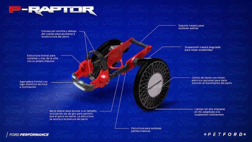 Ford P-Raptor la sillita para mascotas con movilidad limitada - características principales