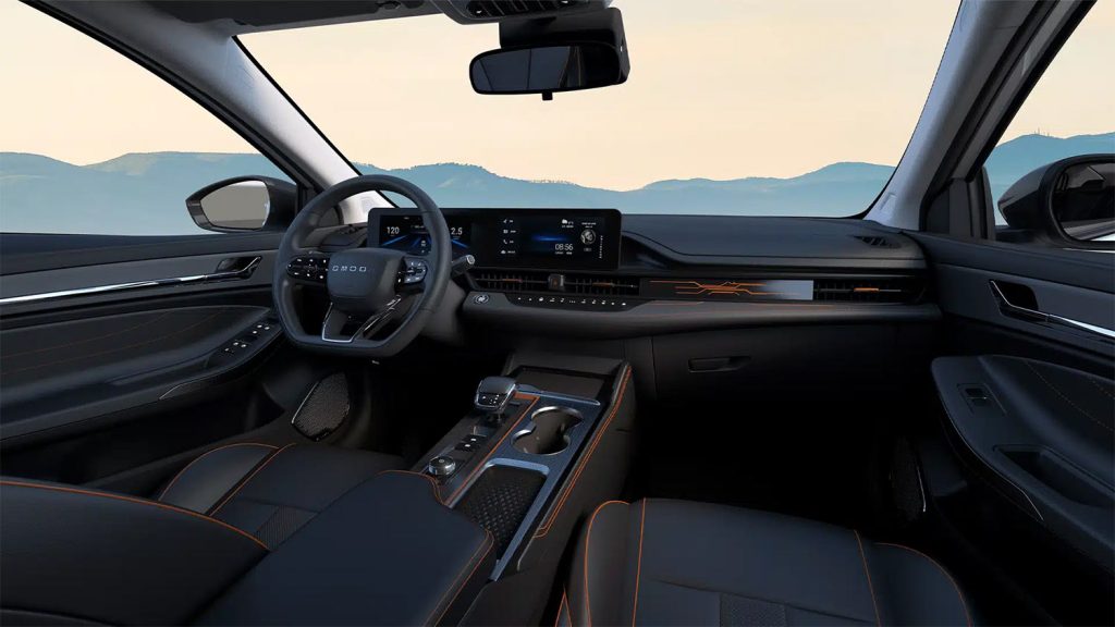 Omoda O5 GT 2024 en México - diseño interior, volanete, espejos, pantalla, consola central, palanca de cambios o velocidades