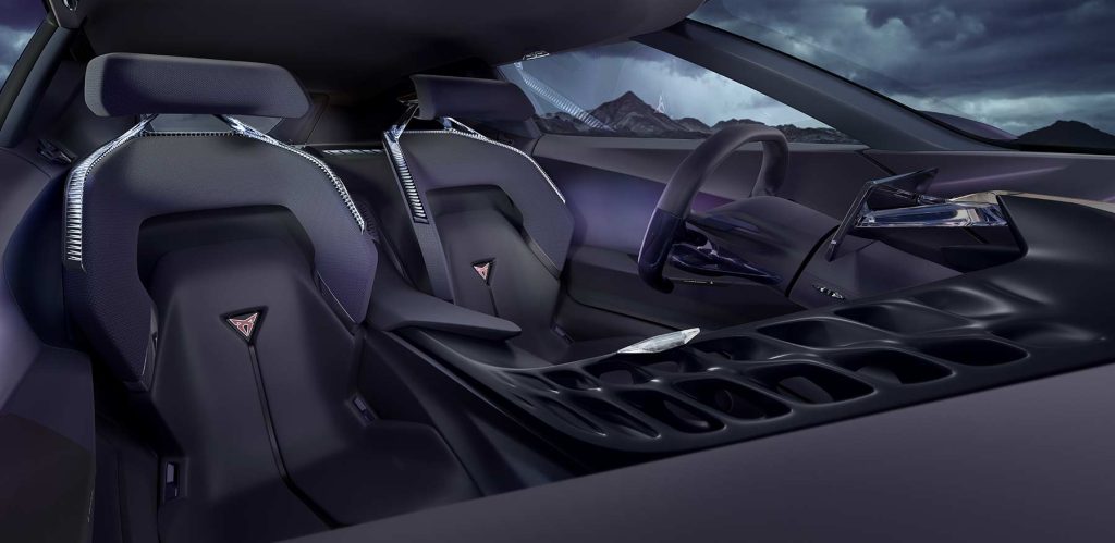 CUPRA DarkRebel concept - interiores, asientos, consola central y volante