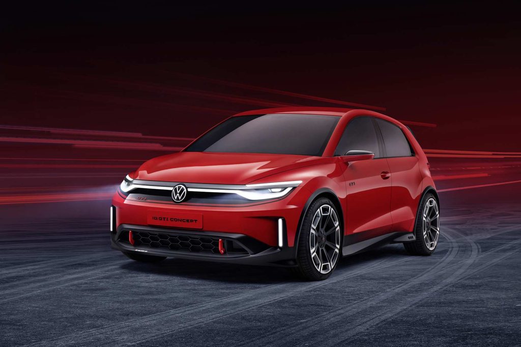 Volkswagen ID. GTI Concept diseño exterior - frente con faros LED, fascia, rines y espejos laterales