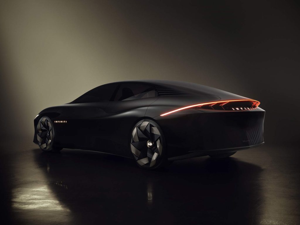 Infiniti Vision Qe concept - primer auto eléctrico de la marca - diseño exterior parte posterior y lateral
