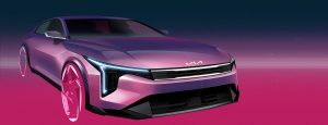 Kia K4 2025 - diseño interior - dibujo prototipo, diseño frontal