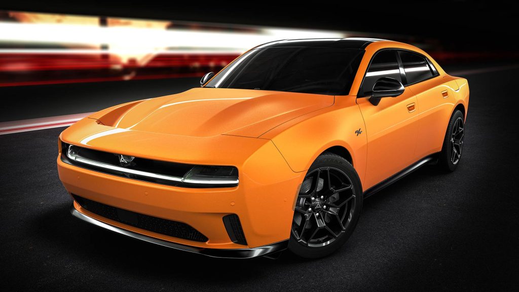 Dodge Charger 2024 eléctrico - color naranja - frente