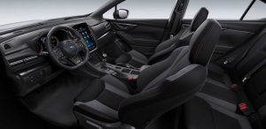 Subaru WRX Sportwagon 2024 - diseño interior - volante con controles, asientos, consola central, pantalla, palanca, volante
