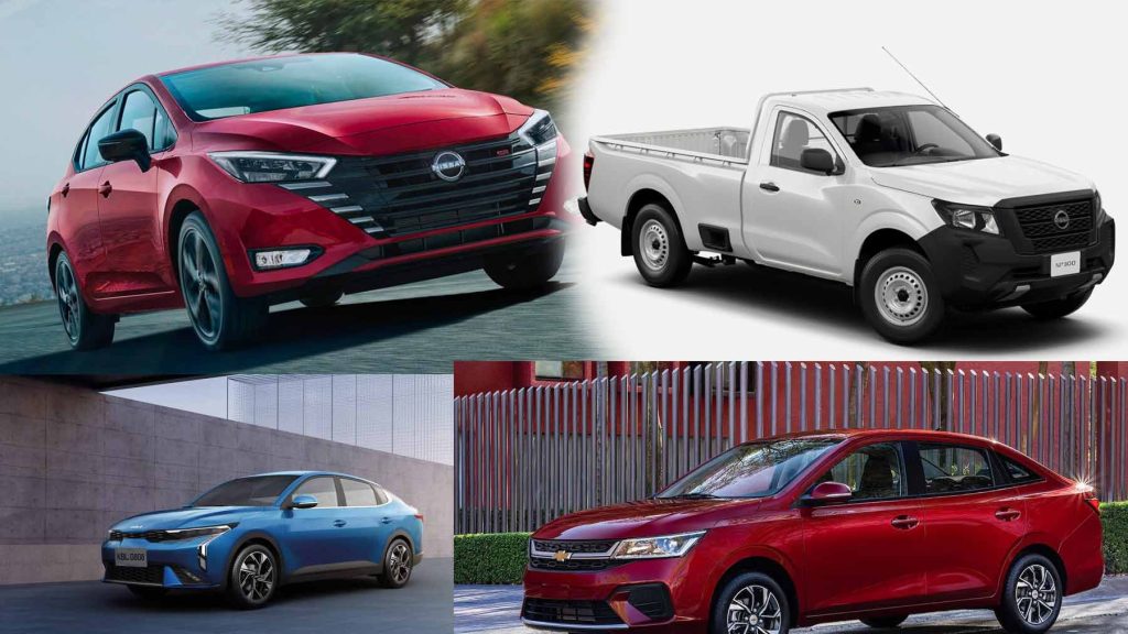 Nissan Versa 2024, Nissan NP300 2024, Kia K3 2024, Chevrolet Aveo 2024 en Los autos más vendidos en México en abril del 2024
